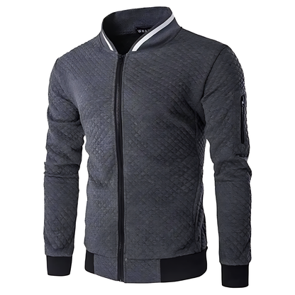 OUTLET  Men's Modern Quilted Zip-Up Bomber Jacket with Contrast Trim